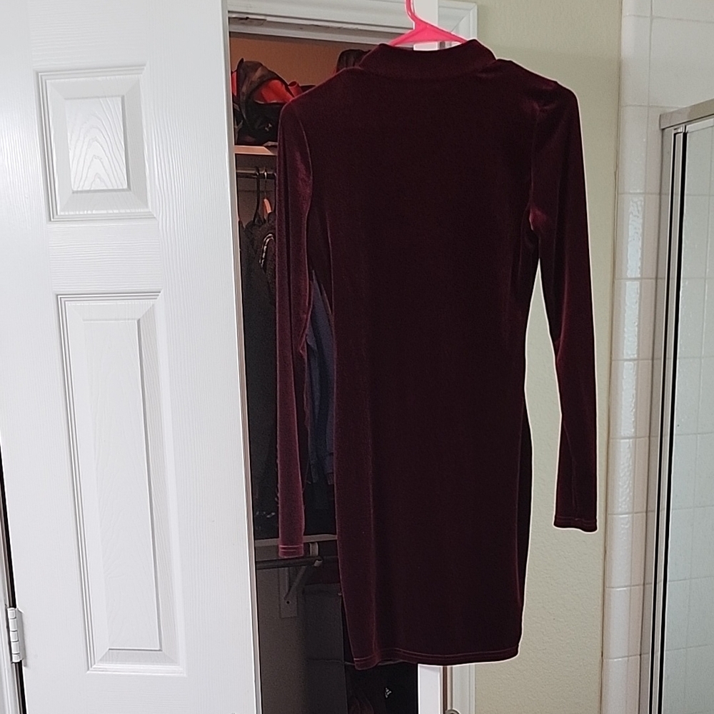 Elegant Burgundy Velvet Dress